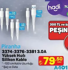 PİRANHA 3374-3376-3381 3.OA YÜKSEK HIZLI SİLİKON KABLO fiyat ve kampanya bilgisi